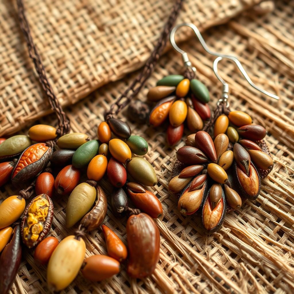 Biojoias criadas com sementes, fibras e outros materiais naturais da Amazônia, exemplo da criatividade do artesanato comunidades amazônicas Biojoias criadas com sementes, fibras e outros materiais naturais da Amazônia, exemplo da criatividade do artesanato comunidades amazônicas