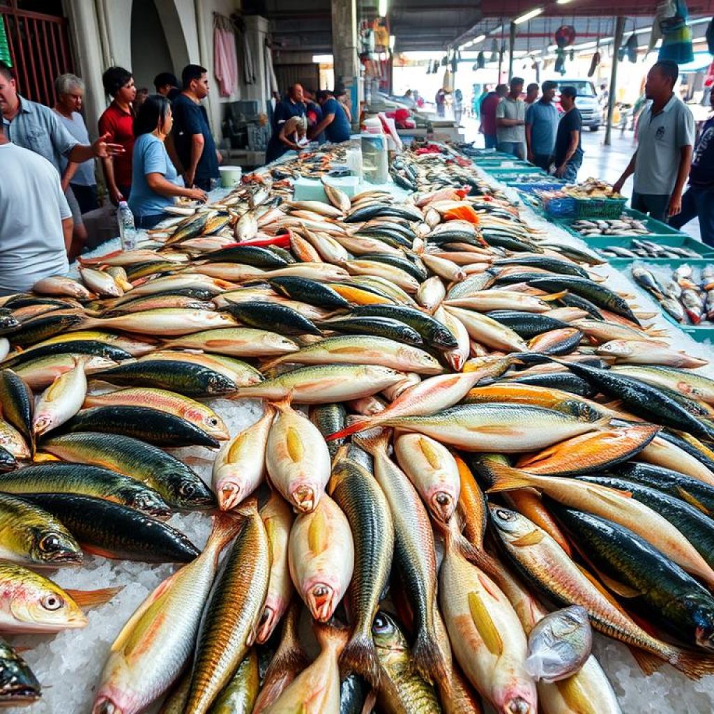 Diversidade de peixes amazônicos em feira de pescados no Pará Diversidade de peixes amazônicos em feira de pescados no Pará
