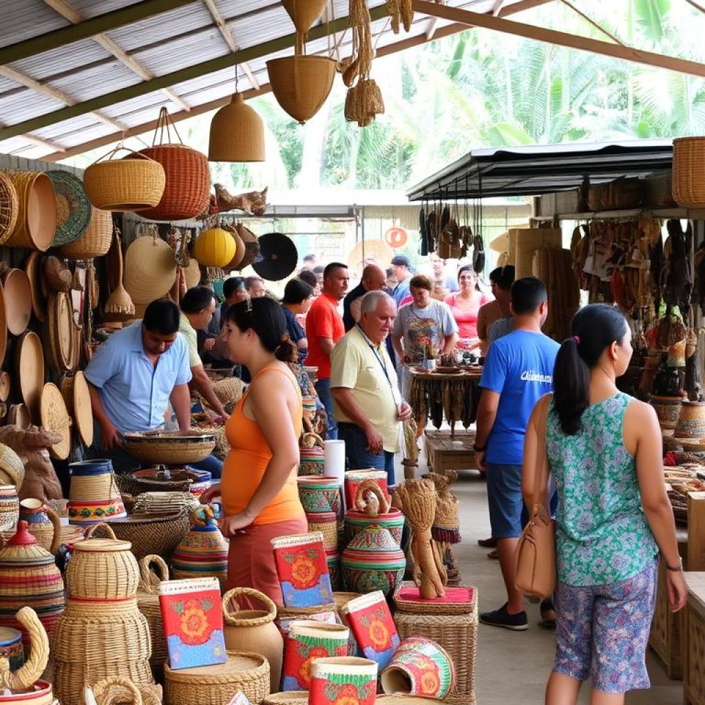 Feira de artesanato em Manaus com diversos produtos das comunidades amazônicas expostos, mostrando a comercialização do artesanato comunidades amazônicas Feira de artesanato em Manaus com diversos produtos das comunidades amazônicas expostos, mostrando a comercialização do artesanato comunidades amazônicas