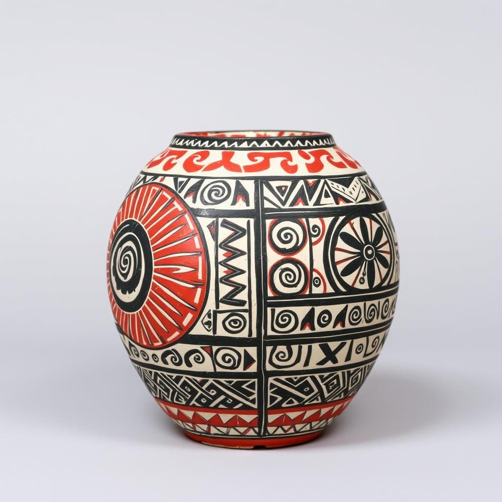Peça de cerâmica marajoara com padrões geométricos tradicionais, exemplo icônico do artesanato comunidades amazônicas Peça de cerâmica marajoara com padrões geométricos tradicionais, exemplo icônico do artesanato comunidades amazônicas