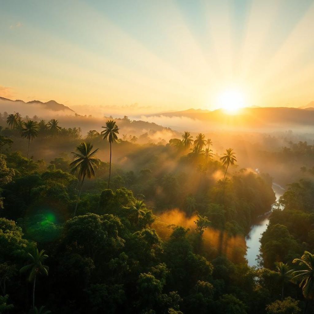 Sunrise over the Amazon rainforest symbolizing hope for climate action at COP30 Sunrise over the Amazon rainforest symbolizing hope for climate action at COP30